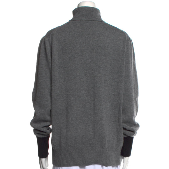 Random Identities Wool Cashmere Turtleneck Sweater Grey Black Medium - Picture 5 of 8